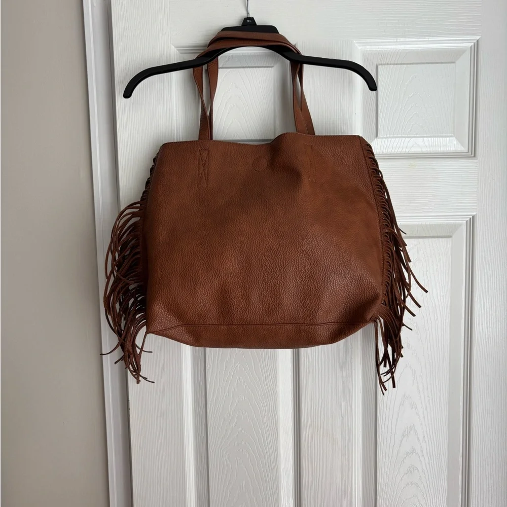 Fringe Brown Tote Bag - Picture 3 of 4